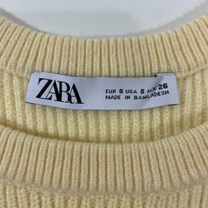 Zara Yellow‎ Cropped Sweater Knit Vest Top Size S Stretch